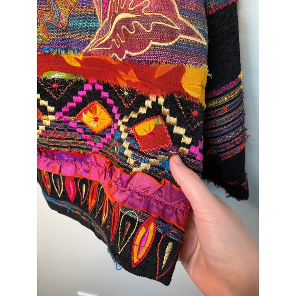 2000s Choices Textured Floral Maximalist Patchwork Tapestry Artsy Jacket 2X - Picture 4 of 7